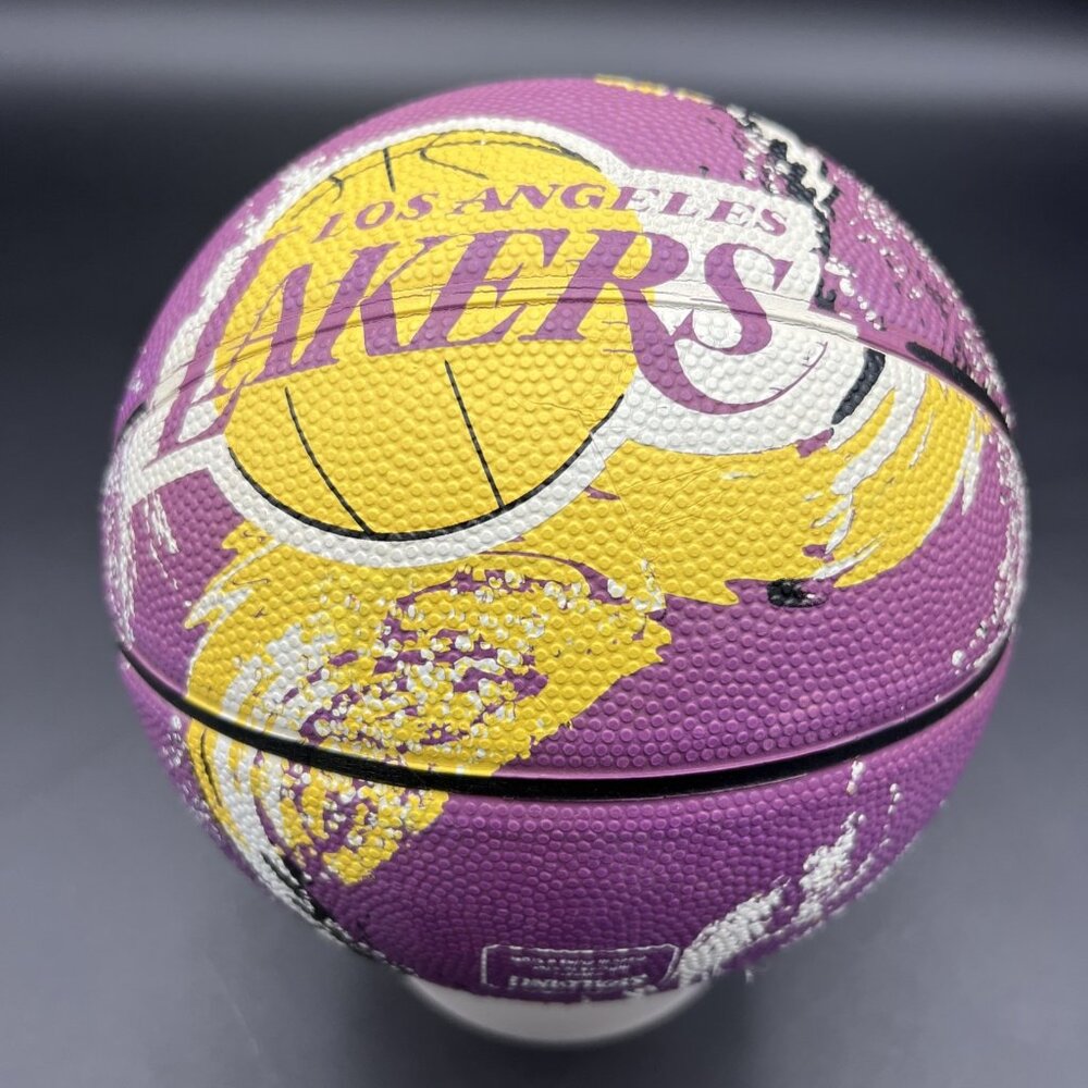 Vtg Spalding/LA LAKERS NBA Souvenir/Kid Toy Mini 7" Basketball; Purple/Yellow - Picture 3 of 9
